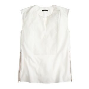 J.Crew Sleeveless Side-zip Tuxedo Top - White